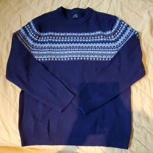 Fair Isle Crewneck Lambswool Sweater In Navy Twili